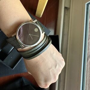 Movado Wrap around strap army green stainless steel